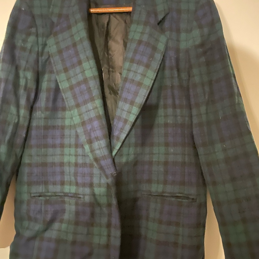 Women’s Pendleton Green and Blue Blackwatch Plaid Wool Blazer